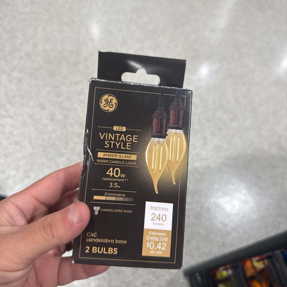 GE LED Vintage Style Amber Glass Light Bulbs, 40W Replacement, 2pk